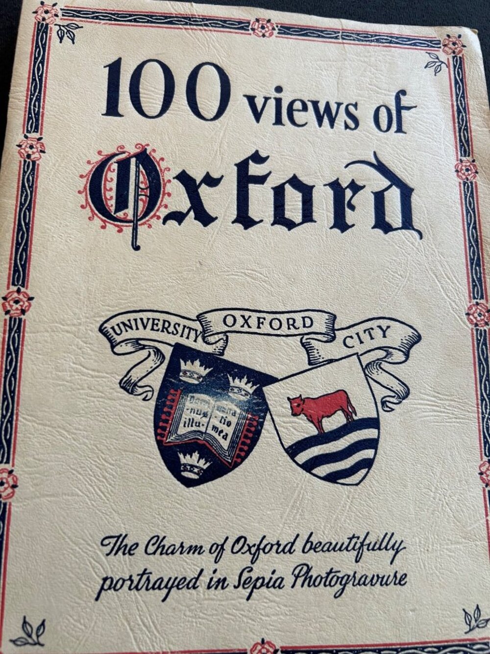 100 Views Of Oxford Sepia Photogravure Book With University & City Crests Cover